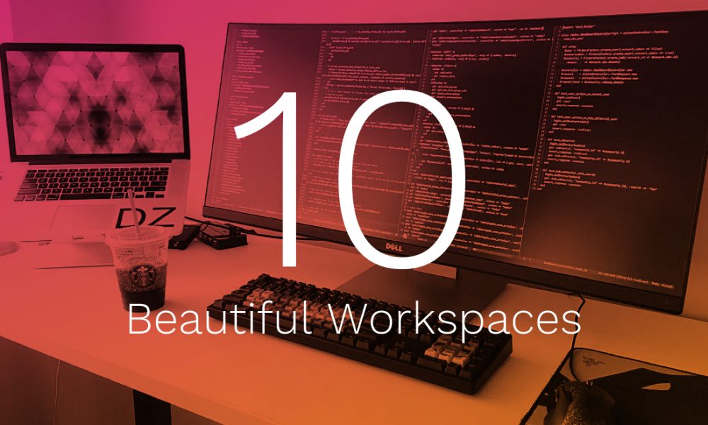 Title card reading 10 beautiful workspaces and office setups